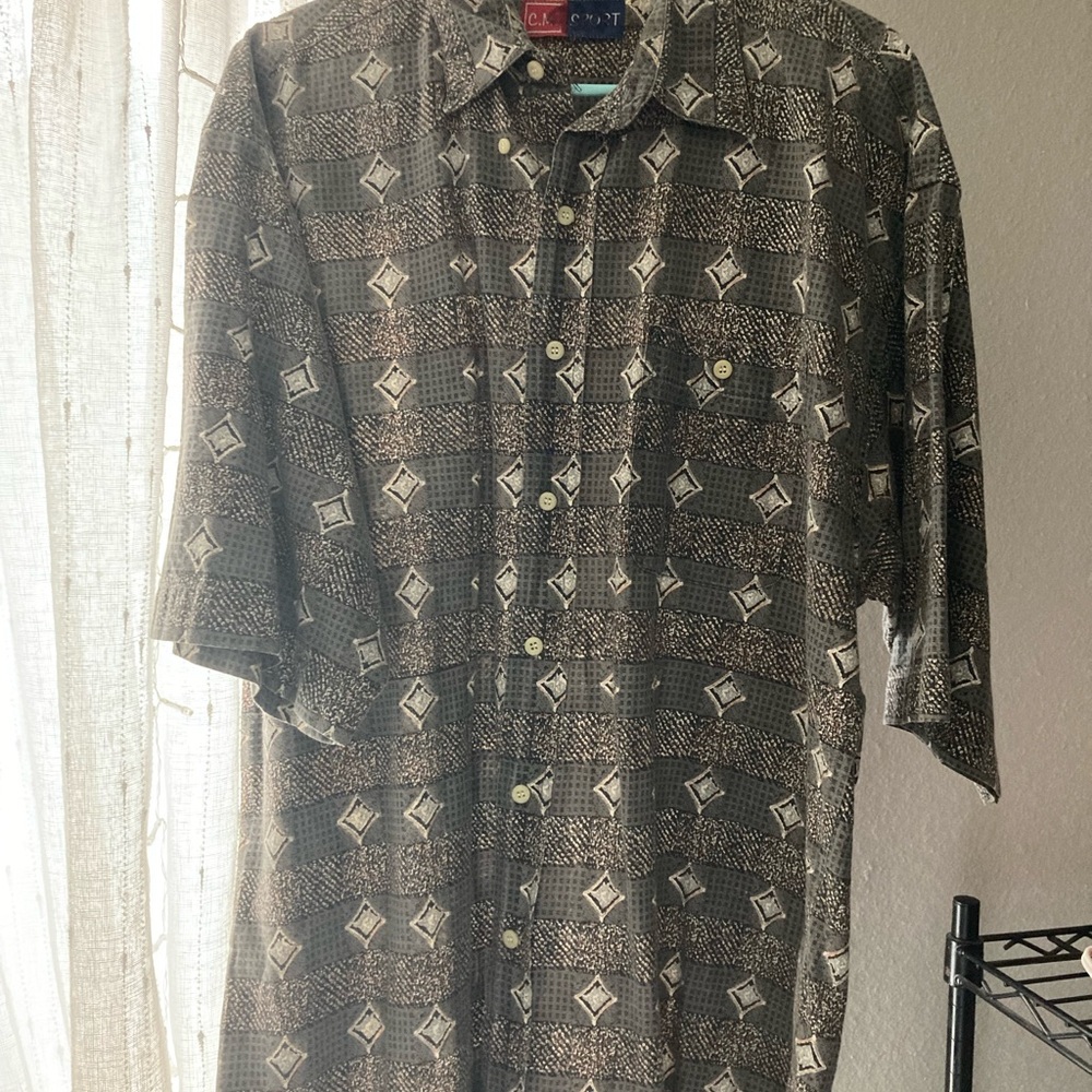 Calvin Klein Black and Gray Casual Button Down Shirt